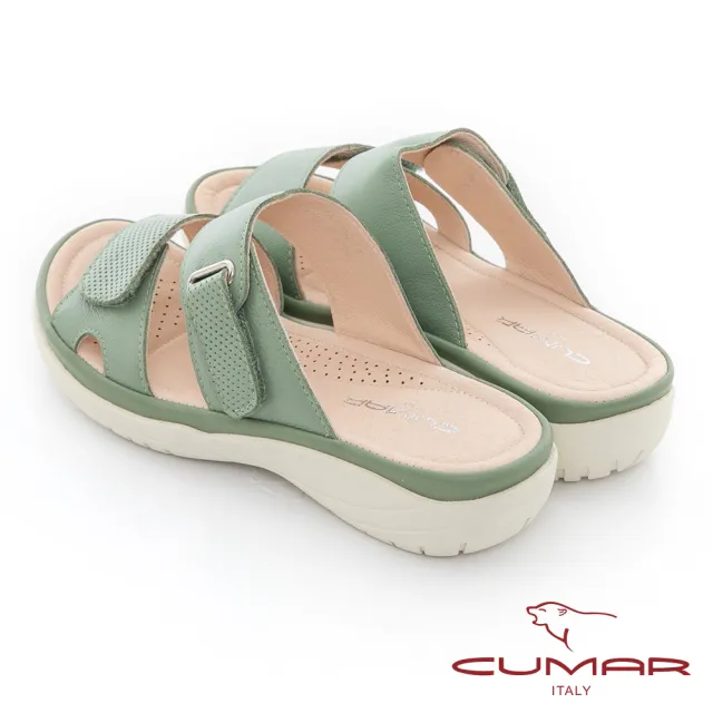 【CUMAR】簡約素色舒壓彈力一字帶涼拖鞋(綠)