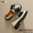 【J&H collection】英倫風黑蝴蝶結小皮鞋(現+預  白色／黑色)