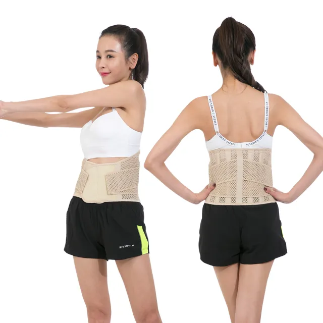 【Qi Mei 齊美】會呼吸的腰帶 超透氣格網挺立護腰1入組-黑.膚 2色可選(磁力貼 痠痛藥布 運動 護具)