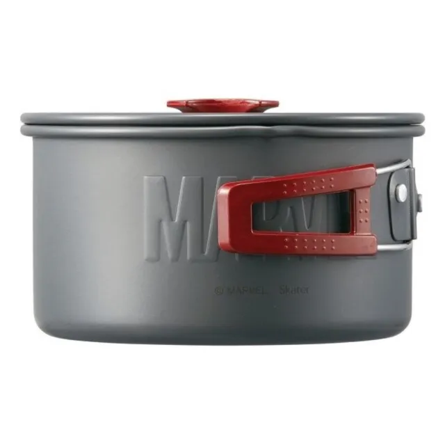 【小禮堂】漫威 MARVEL 鋁製露營用湯鍋附蓋 1.8L 《紅把手款》(平輸品)