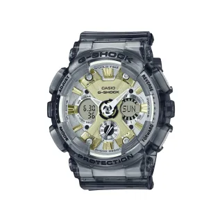 【CASIO 卡西歐】G-SHOCK 金屬光澤 半透明雙顯手錶(透灰 GMA-S120GS-8A)
