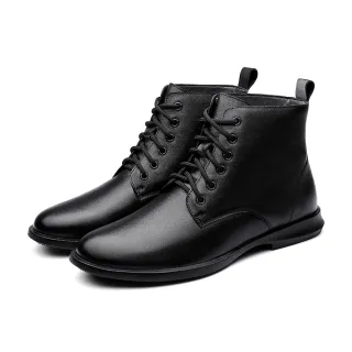 【ANSEL】真皮短靴/真皮頭層牛皮素面經典時尚短靴-男鞋(黑)