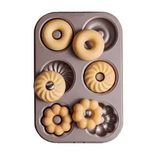 【美國Chefmade】甜甜圈造型 6連不沾烤模-3花款(CM058)