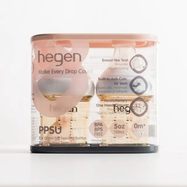 【hegen】金色奇蹟PPSU多功能方圓型寬口奶瓶(雙瓶組-150ml)