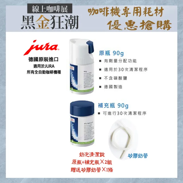 【Jura】Jura 全自動咖啡機專用 奶泡清洗錠 原瓶+補充瓶(90g×2組)