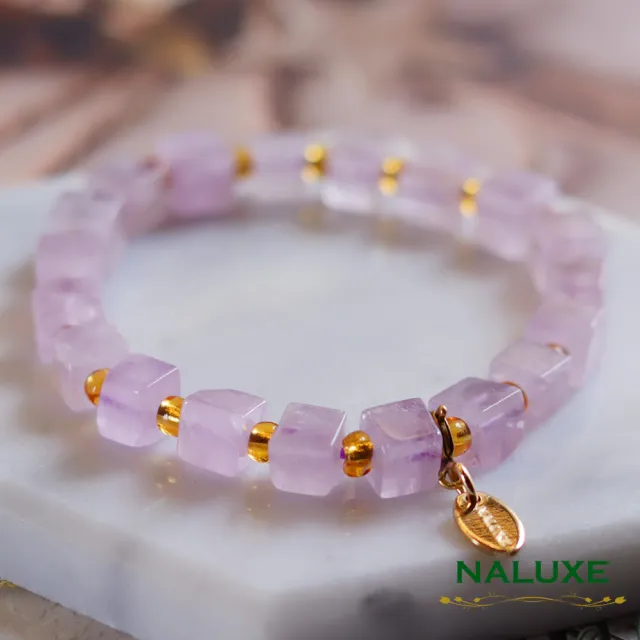 【Naluxe】夢幻薰衣草紫水晶方糖造型款開運手鍊(開智慧、招財、迎貴人、二月誔生石)