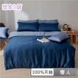 【戀家小舖】60支100%天絲枕套床包三件組-雙人(永恆系列-銀河藍)