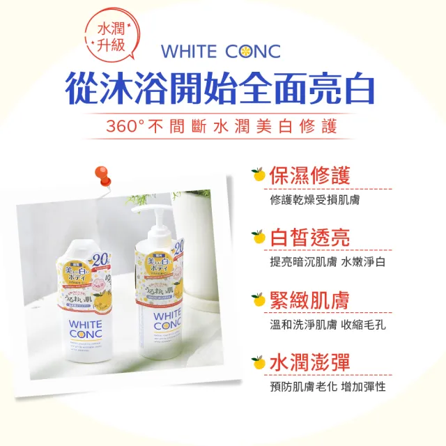 【WHITE CONC】日本美白保濕身體沐浴露360ml(黃金柚香沐浴乳)