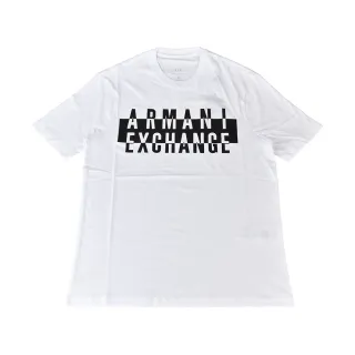 【A|X Armani Exchange】AX Armani Exchenge黑白字LOGO造型純棉短袖T恤(白x黑字)
