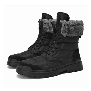 【MINE】兩穿雪靴 戶外雪靴/兩穿法保暖防潑水機能戶外休閒雪靴-男鞋(黑)