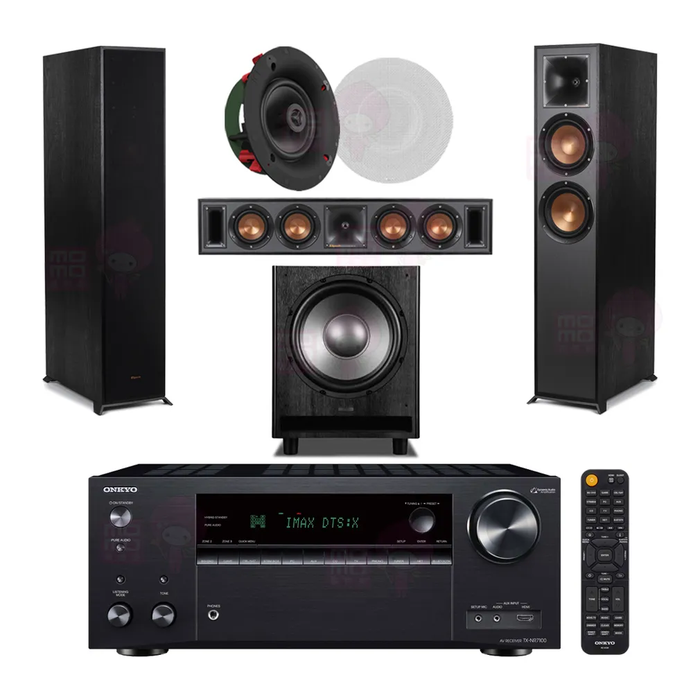 【ONKYO】TX-NR7100+R-625FA+R-34C+CS-16CII+MS-450(擴大機+主喇叭+中置+一對 嵌入式+重低音)