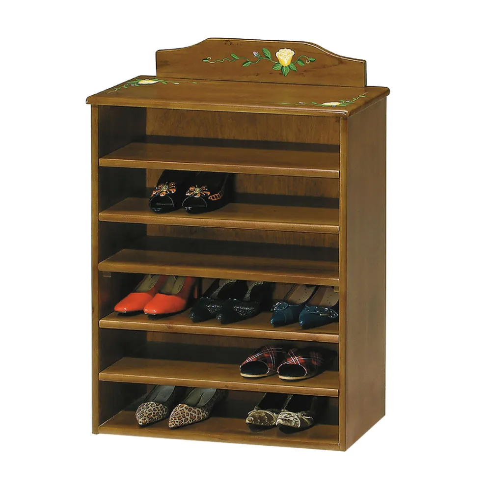 【文創集】亞比博  橡膠木紋2.2尺實木開放式鞋櫃