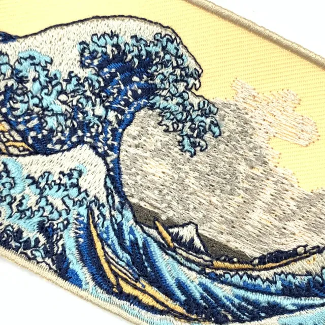 【A-ONE 匯旺】神奈川沖浪裏 日本浮世繪刺繡徽章 胸章 立體繡貼 裝飾貼 葛飾北齋 繡片貼 燙(NO.363)