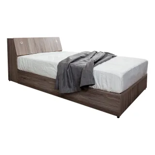 【BODEN】米恩3.5尺單人床房間組-3件組-床頭箱+六分床底+A1舒柔緹花床墊(古橡色-七色可選)