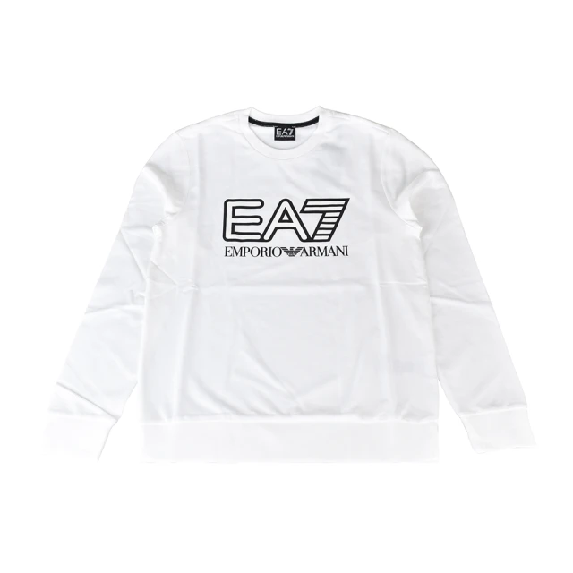 【EMPORIO ARMANI】EMPORIO ARMANI EA7字母LOGO純棉長袖運動T恤(白)