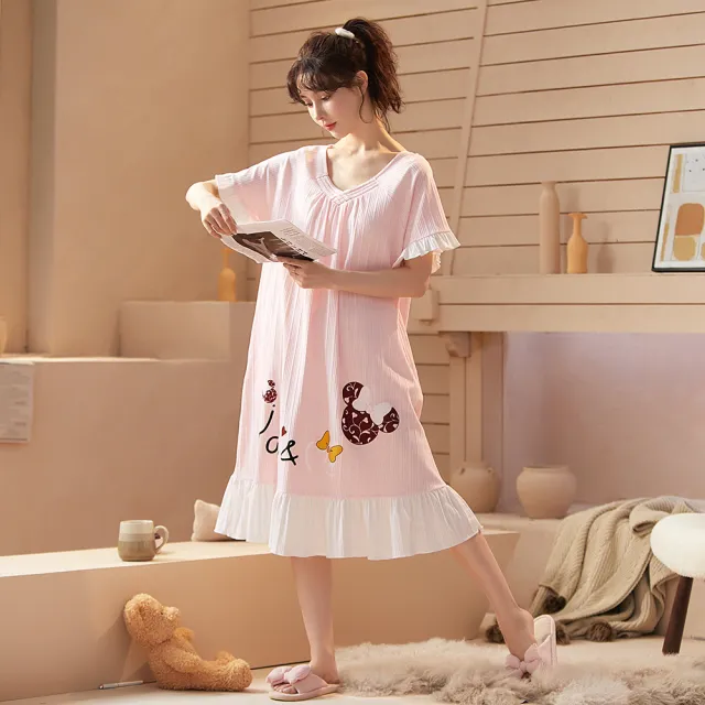 【Secret Lover】韓版粉色公主風 寬鬆版 可外穿居家服 睡衣SL22065(女短袖可外穿居家服)