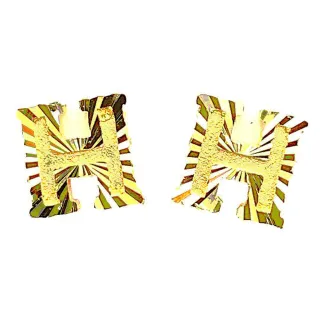 【金寶貝】黃金耳環 鑽石刻面時尚H 金重約0.21錢±2厘(生日禮 情人禮 畢業禮)
