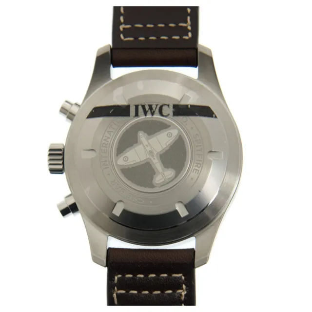 【IWC 萬國錶】噴火戰機飛行員計時咖啡皮帶款x黑x41mm(IW387903)
