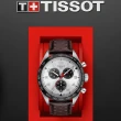 【TISSOT天梭 官方授權】PRS516 CHRONOGRAPH計時運動賽車錶(T1316171603200/白x咖啡皮)