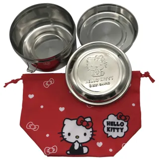 【SANRIO 三麗鷗】Hello Kitty不鏽鋼便當盒袋組(台灣正版授權現貨商品)