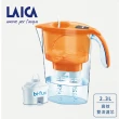 【LAICA 萊卡】2.3L義大利工藝設計雙流濾水壺-時尚橘(同色冷水杯*2)