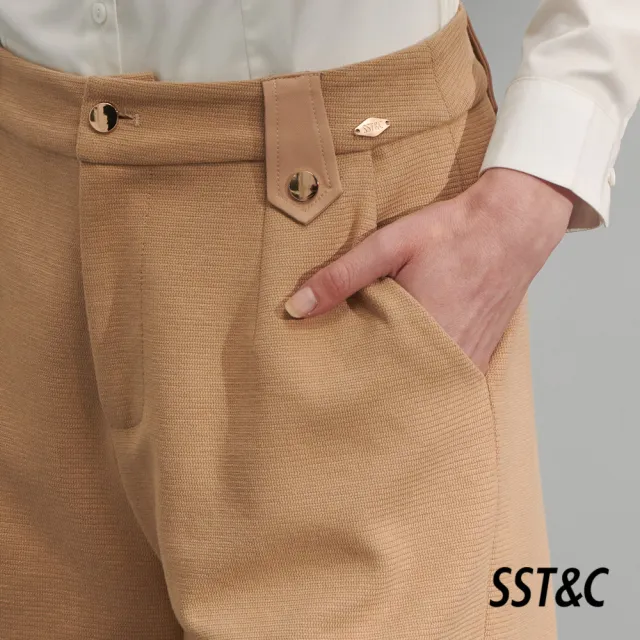 【SST&C】女裝 卡其色拼接設計款短褲8262204004(雙11精選)