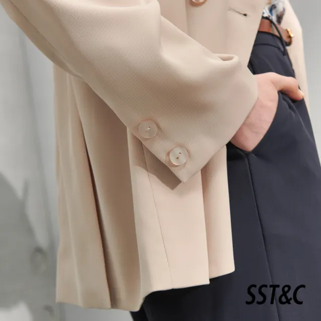 【SST&C 最後５５折】粉米色翻領造型休閒西裝外套8162204004