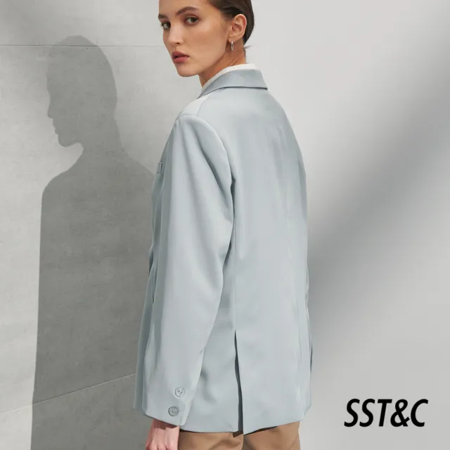 【SST&C】女裝 粉末藍翻領休閒西裝外套8162204003(雙11精選)
