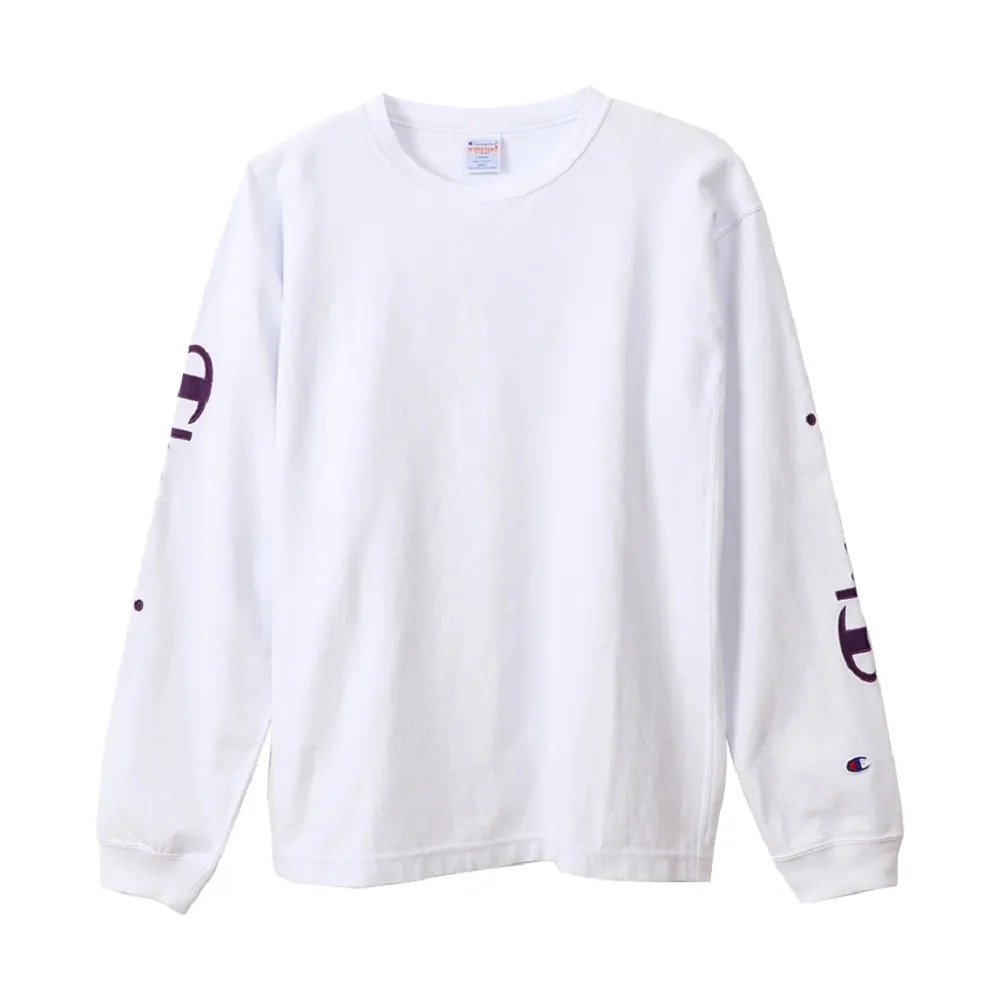 【Champion】官方直營-RW袖子草寫Logo長袖Tee-9.4oz-男(白色)