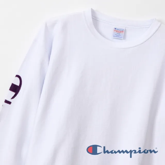 【Champion】官方直營-RW袖子草寫Logo長袖Tee-9.4oz-男(白色)