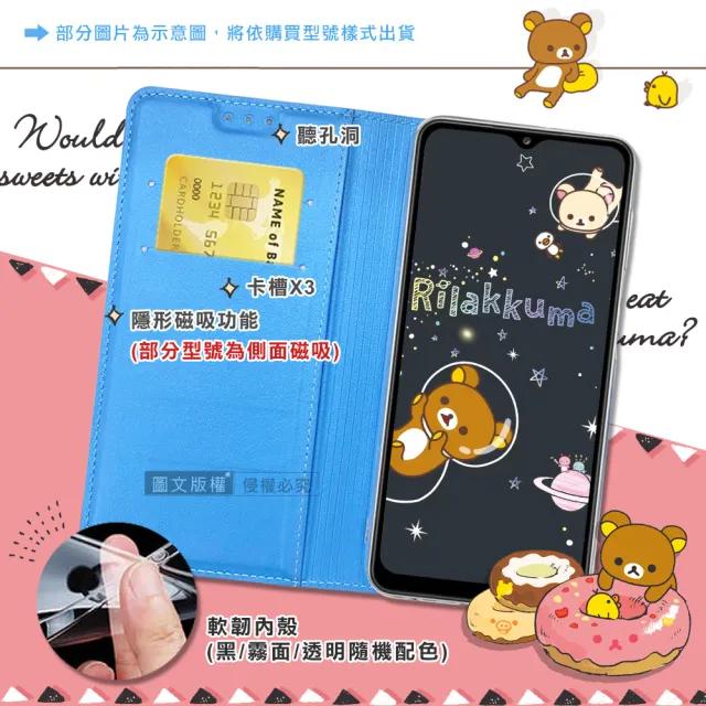 【Rilakkuma 拉拉熊】三星 Samsung Galaxy A53 5G 金沙彩繪磁力皮套