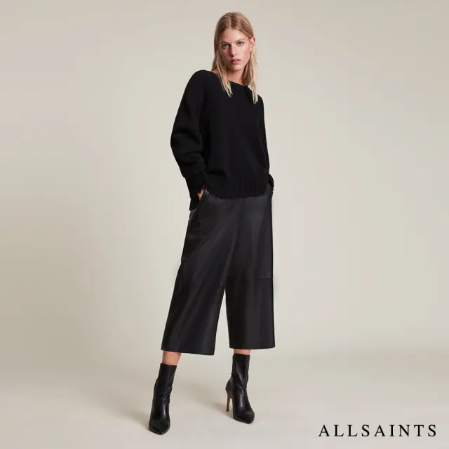 【ALLSAINTS】LEAH 上等純羊皮羊皮寬褲-黑 WL052T(舒適版型)