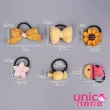 【UNICO】兒童 黃色蝴蝶結粉星星糖果造型髮圈6入組(髮飾/配件/聖誕)