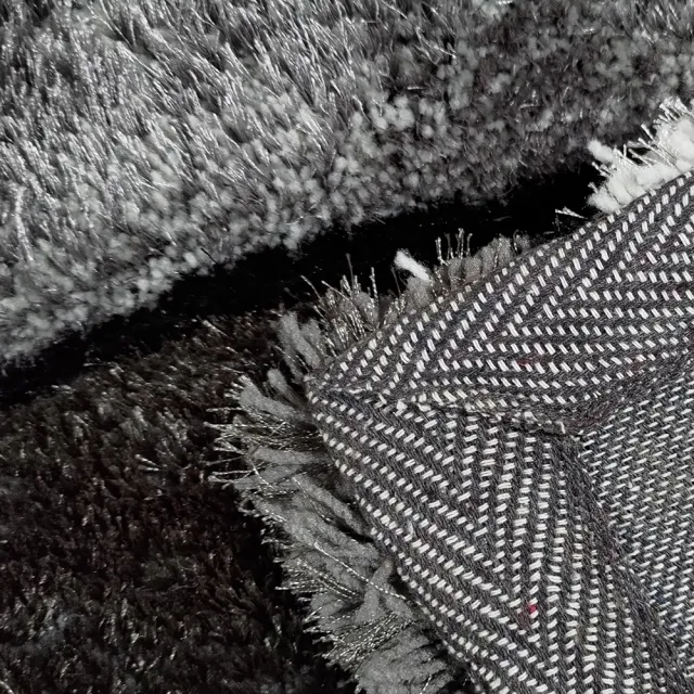 【山德力】立體長毛地毯-直角黑 160x230CM(設計師 客廳 臥室 灰黑白 保暖)