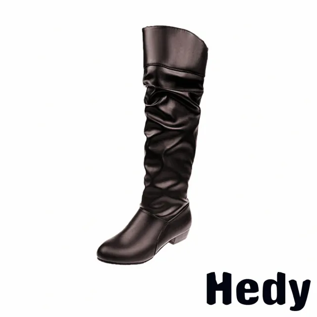 【Hedy】粗跟長靴/歐美純色時尚百搭粗跟長靴(棕)
