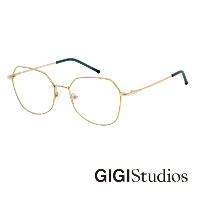 【GIGI Studios】幾何鈦金光學眼鏡(金/綠 - UMA-8086/7)