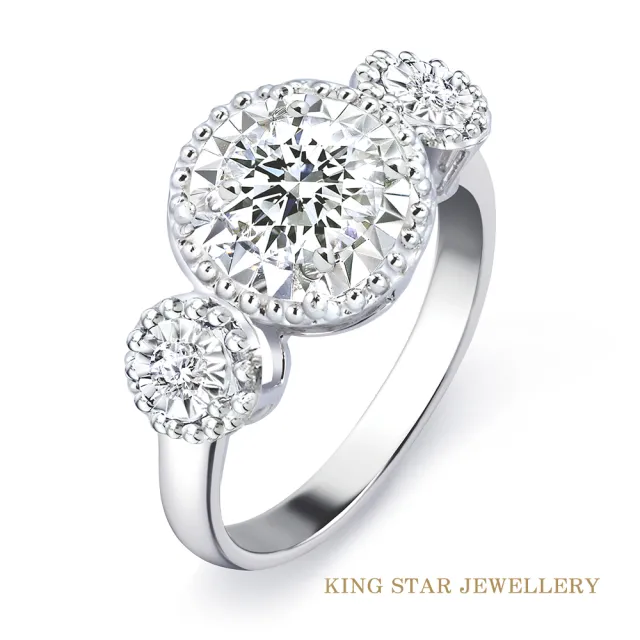 【King Star】一克拉 Dcolor 18K金 鑽石戒指 幸福圍繞(3 Excellent極優 八心八箭)