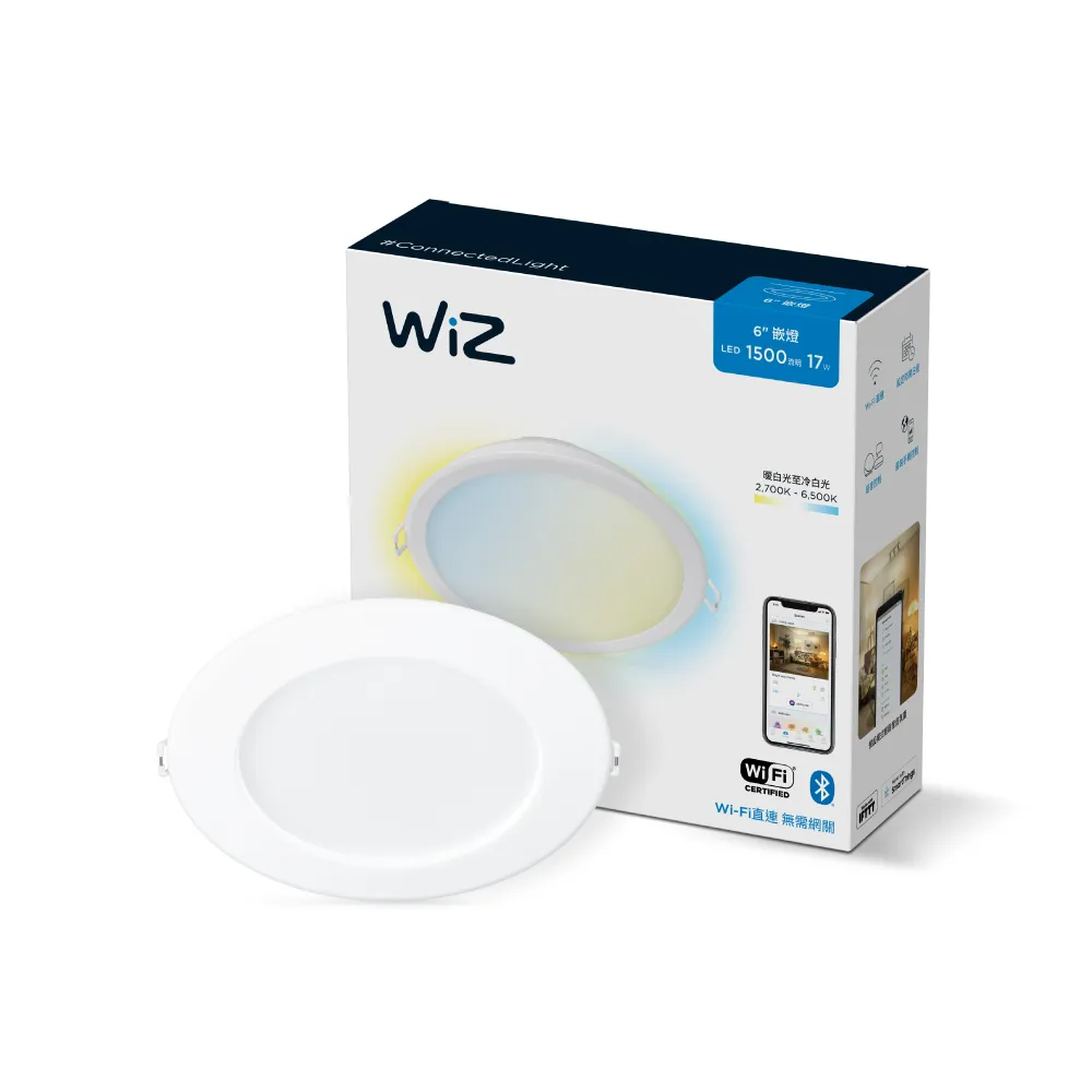 【Philips 飛利浦】Wi-Fi WiZ 智慧照明 可調色溫嵌燈(PW03N)