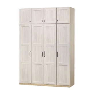 【MUNA 家居】泰倫斯5X8尺白橡木色四門衣櫥/含被櫥頭(櫥櫃 收納 衣櫃)