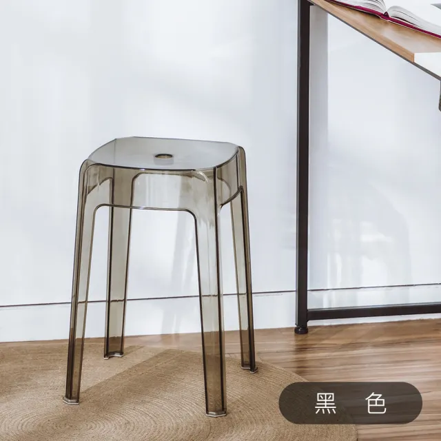 【樂嫚妮】免組裝透明椅子 塑膠椅 方凳 凳子(椅凳)