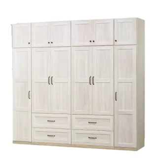【MUNA 家居】泰倫斯8X8尺白橡木色衣櫥/含被櫥頭(櫥櫃 收納 衣櫃)