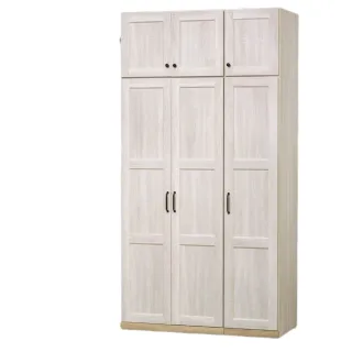 【MUNA 家居】泰倫斯4X8尺白橡木色三門衣櫥/含被櫥頭(櫥櫃 收納 衣櫃)