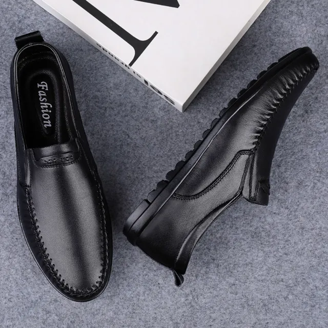 【ANSEL】真皮皮鞋/真皮頭層牛皮典雅紳士細緻縫線經典皮鞋-男鞋(黑)
