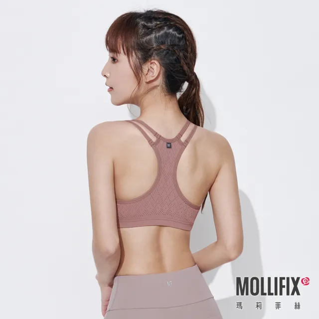 【Mollifix 瑪莉菲絲】A++活力雙肩帶舒活BRA、瑜珈服、無鋼圈、運動內衣(茶褐)
