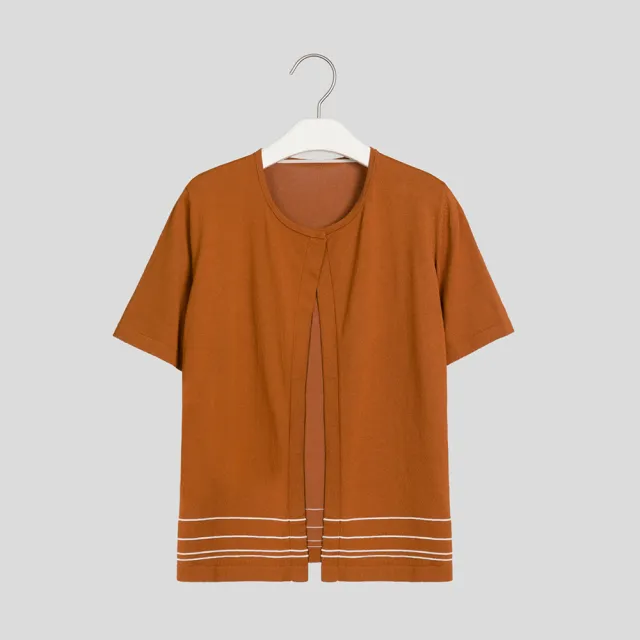 【giordano ladies】22SS_簡約波浪紋針織外套(橘紅色)