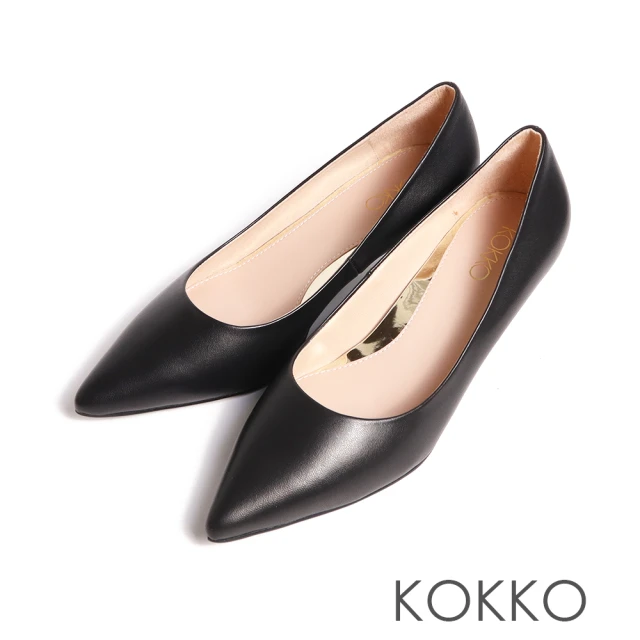 KOKKO 集團KOKKO 集團 簡約大方綿羊皮尖頭低跟包鞋(黑色)