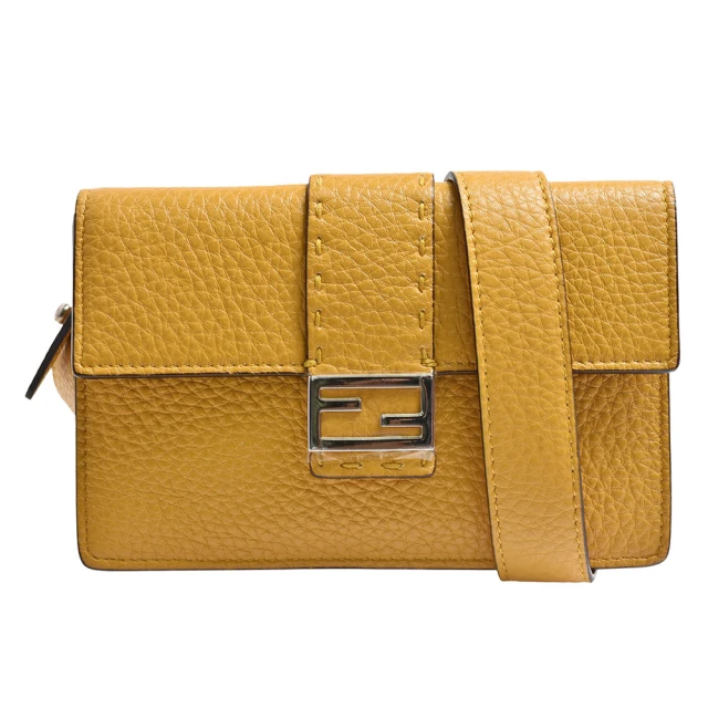 FENDI 芬迪 BAGUETTE POUCH系列牛皮斜背/腰包(黃色7M0295-YELLOW)