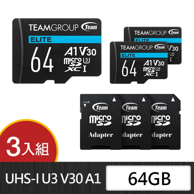 TEAM 十銓 3入組-Dash Micro 64GB SD