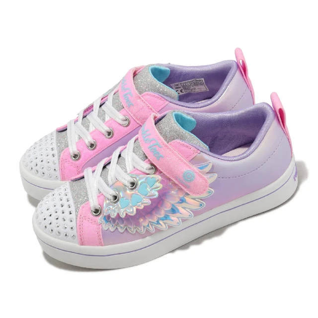 SKECHERS 童鞋 S lights-Twi-Lites 2 中童 燈鞋 紫 粉紅 發光 閃燈 翅膀 魔鬼氈(314454-LPKMT)