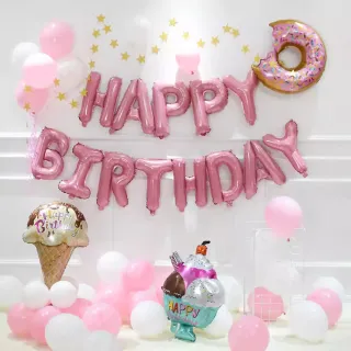 【阿米氣球派對】甜甜圈生日氣球套餐組(氣球 生日氣球 生日佈置)
